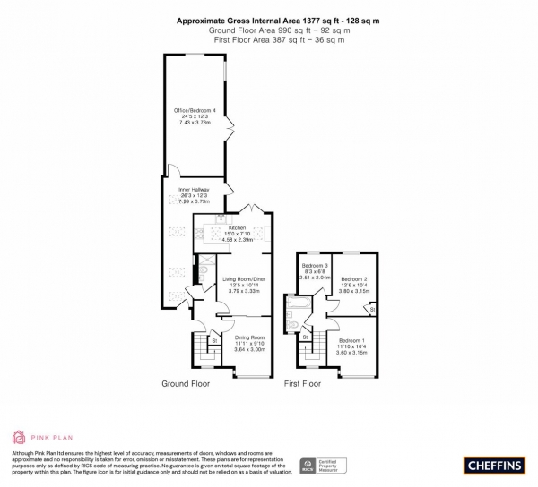 Floor Plan for 3 Bedroom Semi-Detached House for Sale in Lovell Road, Cambridge, CB4, 2QN - Guide Price &pound575,000