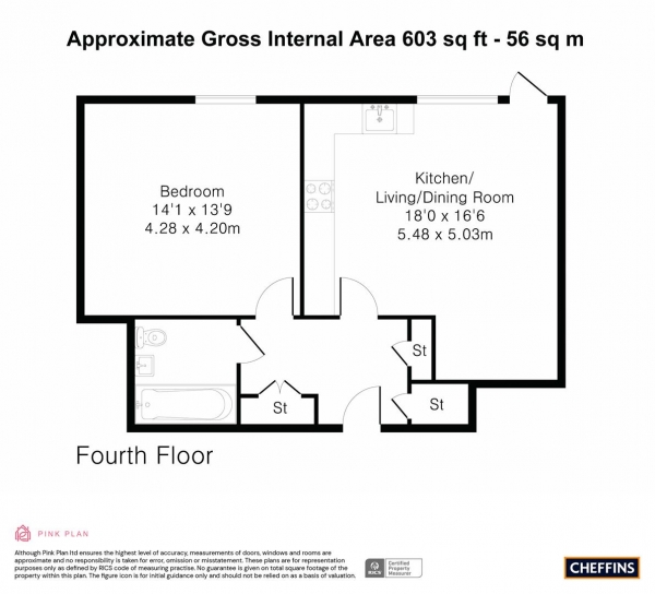 Floor Plan Image for 1 Bedroom Apartment for Sale in Poulter Walk, Trumpington, Cambridge