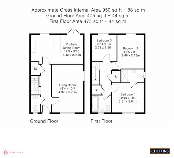 Floor Plan Image for 3 Bedroom End of Terrace House for Sale in North Lodge Park, Milton