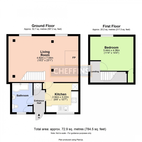 Floor Plan Image for 1 Bedroom Property to Rent in High Street, Coton, Cambridge