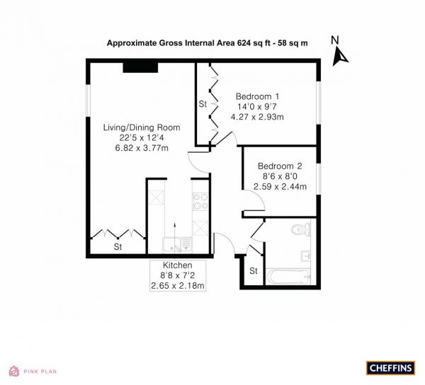 Floor Plan Image for 2 Bedroom Retirement Property for Sale in Cherry Hinton Road, Cambridge