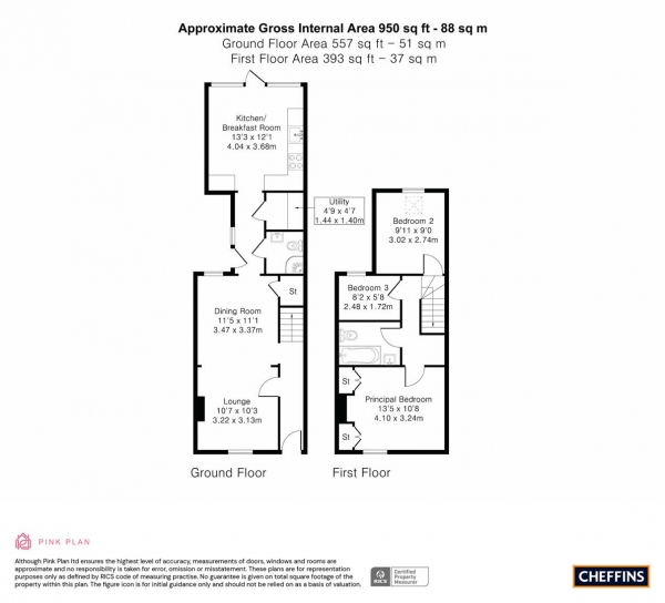 Floor Plan Image for 3 Bedroom Terraced House for Sale in Perowne Street, Cambridge