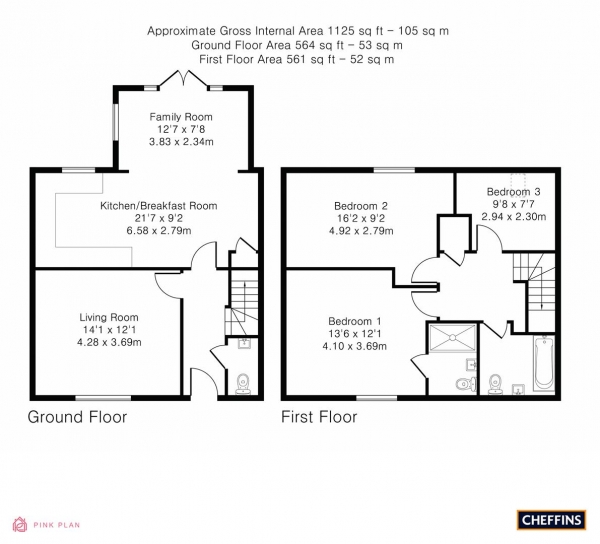 Floor Plan Image for 3 Bedroom Terraced House for Sale in Lodge Close, Milton