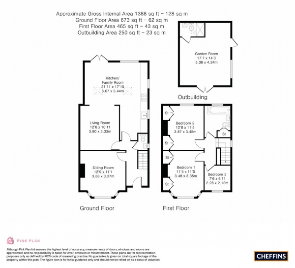 Floor Plan Image for 3 Bedroom Semi-Detached House for Sale in Perne Road, Cambridge