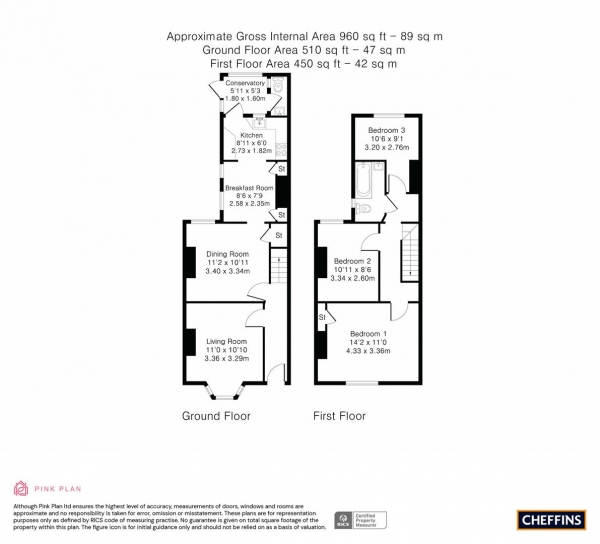 Floor Plan Image for 3 Bedroom Terraced House for Sale in Blinco Grove, Cambridge