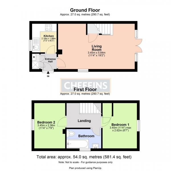 Floor Plan Image for 2 Bedroom End of Terrace House to Rent in Willow Walk, Cambridge