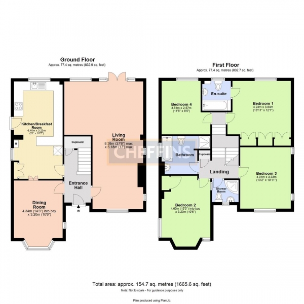 Floor Plan Image for 4 Bedroom Property to Rent in Herons Close, Cambridge