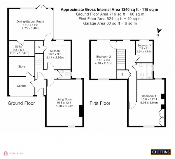 Floor Plan Image for 3 Bedroom Semi-Detached House for Sale in St. Johns Street, Duxford, Cambridge