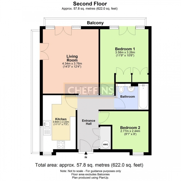 Floor Plan Image for 2 Bedroom Apartment to Rent in Hills Road, Cambridge