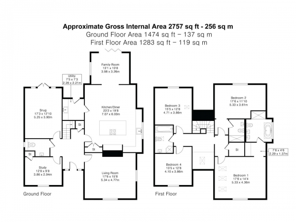 Floor Plan Image for 4 Bedroom Detached House for Sale in Hardwick Road, Cambridge