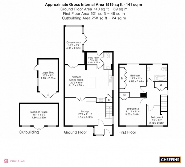 Floor Plan Image for 3 Bedroom Detached House for Sale in Mill Road, Royston