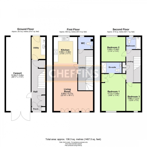 Floor Plan Image for 3 Bedroom Town House to Rent in Willers Lane, Trumpington