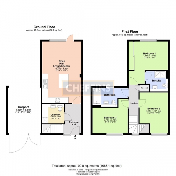 Floor Plan Image for 3 Bedroom Property to Rent in Glebe Farm Drive, Trumpington, Cambridge