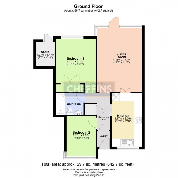 Floor Plan Image for 2 Bedroom Apartment to Rent in Sherbourne Close, Cambridge