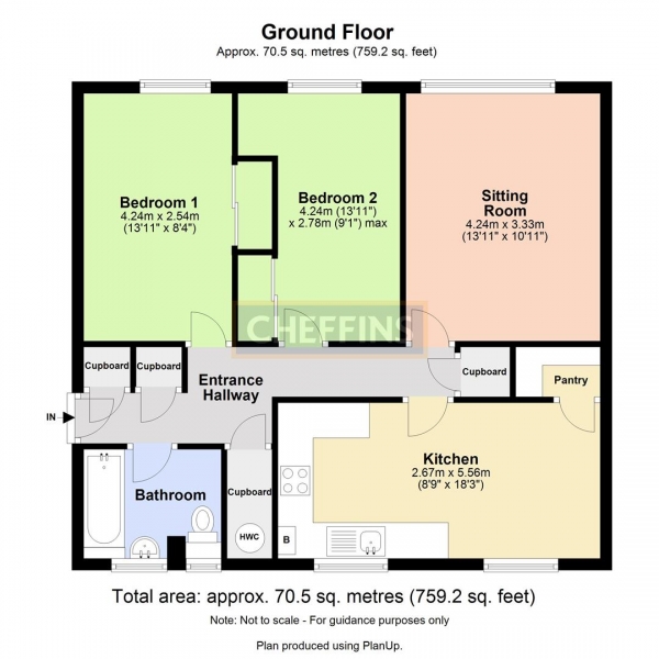 Floor Plan Image for 2 Bedroom Flat to Rent in Abbey Court, Waterbeach