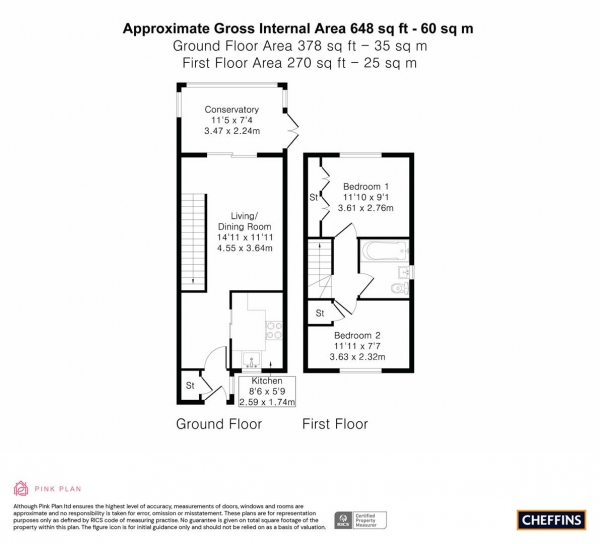 Floor Plan Image for 2 Bedroom Semi-Detached House for Sale in Lucerne Close, Cambridge