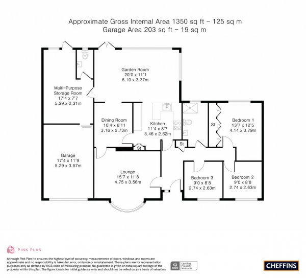 Floor Plan Image for 3 Bedroom Detached Bungalow for Sale in Rampton Road, Willingham