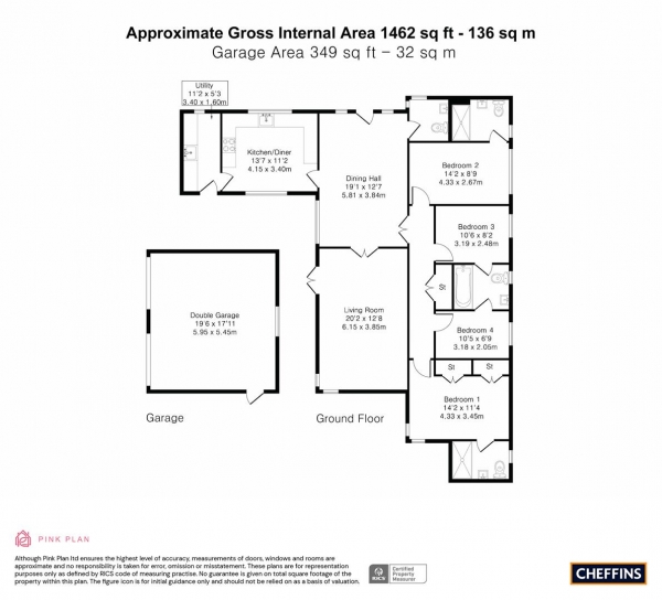 Floor Plan Image for 4 Bedroom Detached Bungalow for Sale in Whyts Acre, Linton