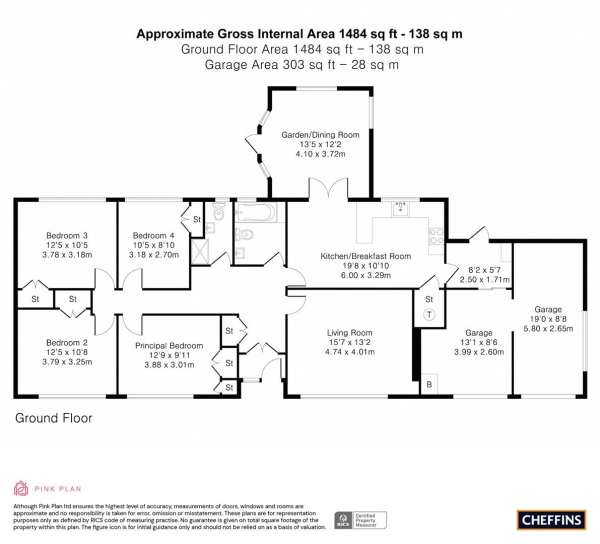 Floor Plan Image for 4 Bedroom Detached Bungalow for Sale in Offa Lea, Cambridge