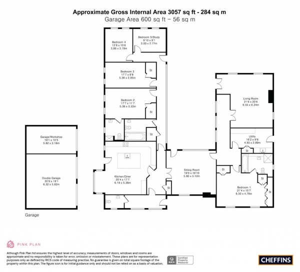 Floor Plan Image for 5 Bedroom Detached Bungalow for Sale in North End, Meldreth, Royston