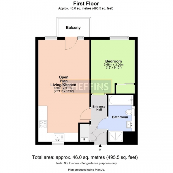 Floor Plan Image for 1 Bedroom Flat to Rent in Glenalmond Avenue, Cambridge