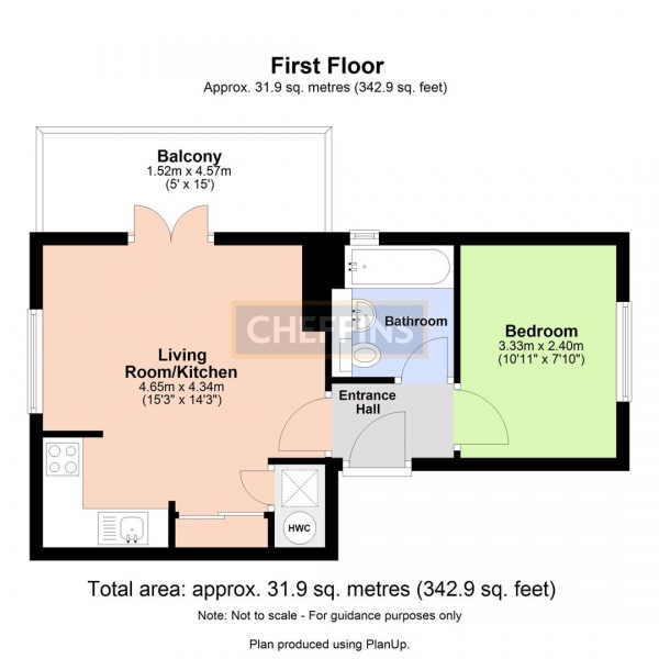 Floor Plan Image for 1 Bedroom Apartment to Rent in Cavendish Avenue, Cambridge