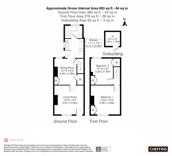 Floor Plan Image for 2 Bedroom Terraced House for Sale in Alpha Terrace, Trumpington, Cambridge