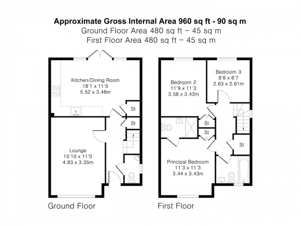 Floor Plan Image for 3 Bedroom Semi-Detached House for Sale in Haslingfield Road, Barrington, Cambridge