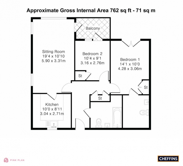 Floor Plan Image for 2 Bedroom Retirement Property for Sale in Abbeyfield, Wellbrook Way, Girton