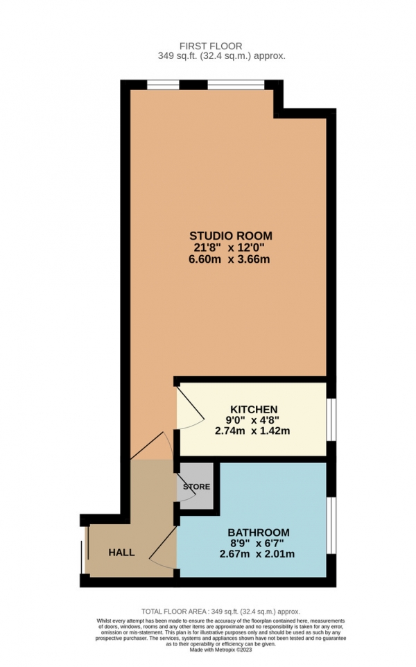 Floor Plan Image for 1 Bedroom Studio for Sale in Burnell Road, Sutton