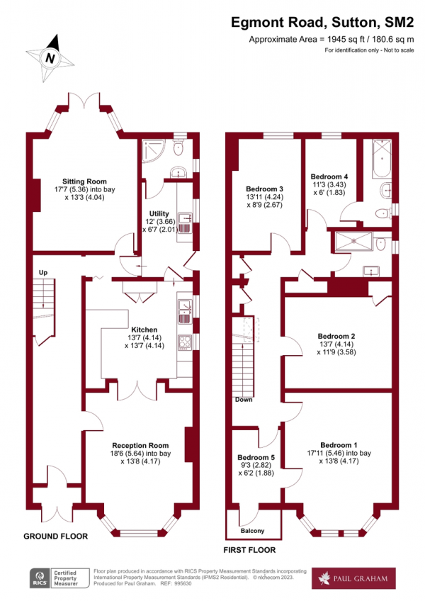 Floor Plan Image for 5 Bedroom Semi-Detached House for Sale in Egmont Road, Sutton