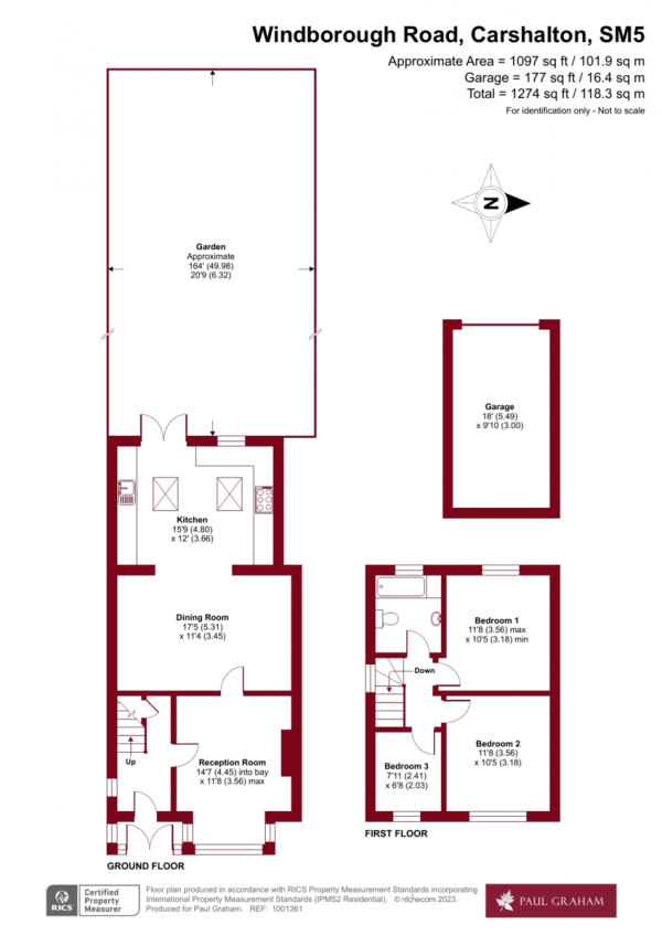 Floor Plan Image for 3 Bedroom Semi-Detached House for Sale in Windborough Road, Carshalton