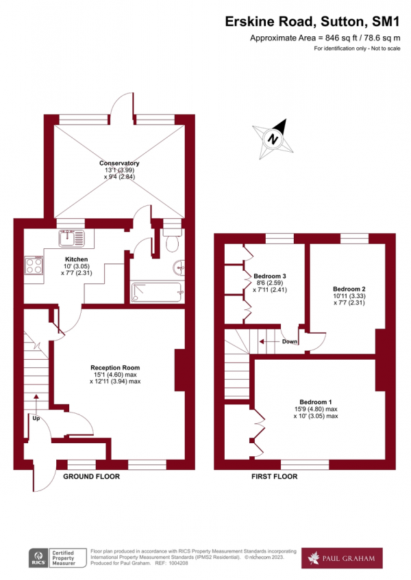 Floor Plan Image for 3 Bedroom Terraced House for Sale in Erskine Road, Sutton