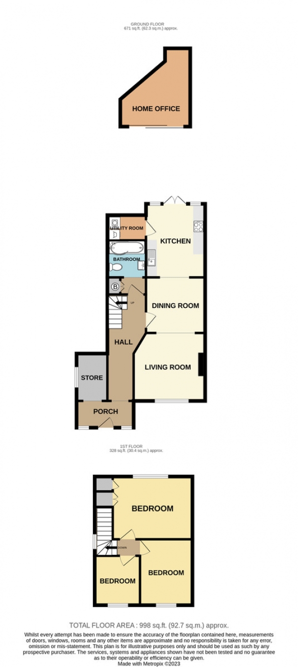 Floor Plan Image for 3 Bedroom End of Terrace House for Sale in Tewkesbury Road, Carshalton