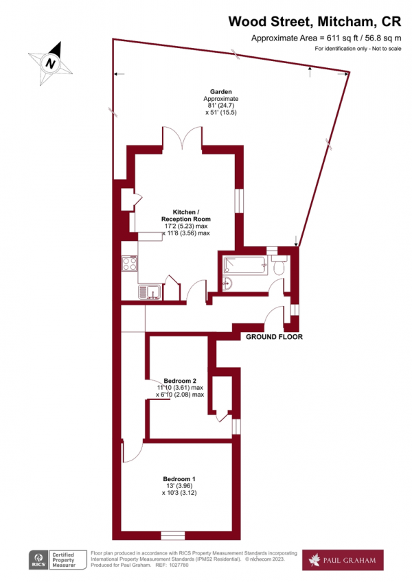 Floor Plan Image for 2 Bedroom Ground Maisonette for Sale in Wood Street, Mitcham