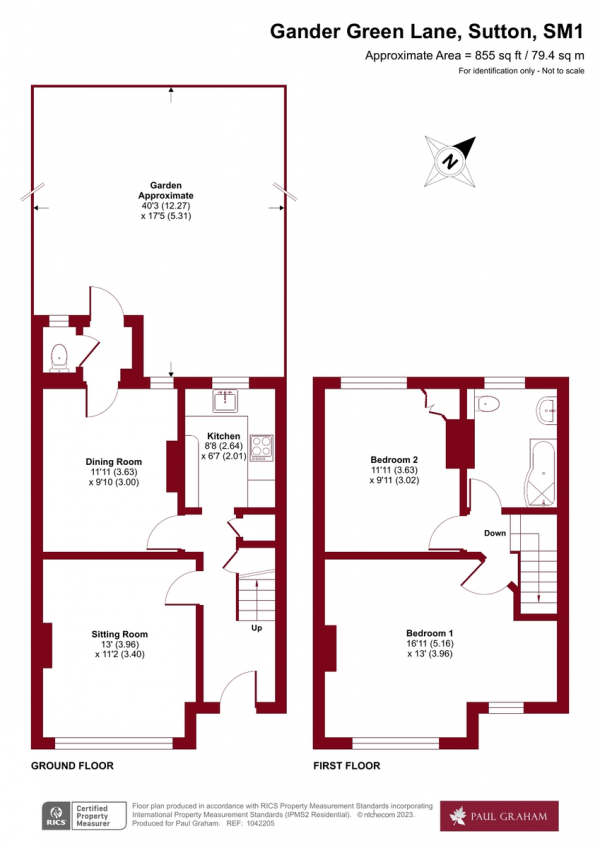 Floor Plan Image for 2 Bedroom Terraced House for Sale in Gander Green Lane, Sutton