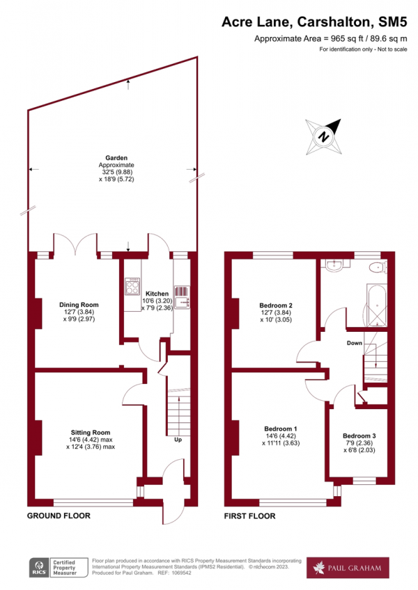 Floor Plan Image for 3 Bedroom Terraced House for Sale in Acre Lane, Carshalton