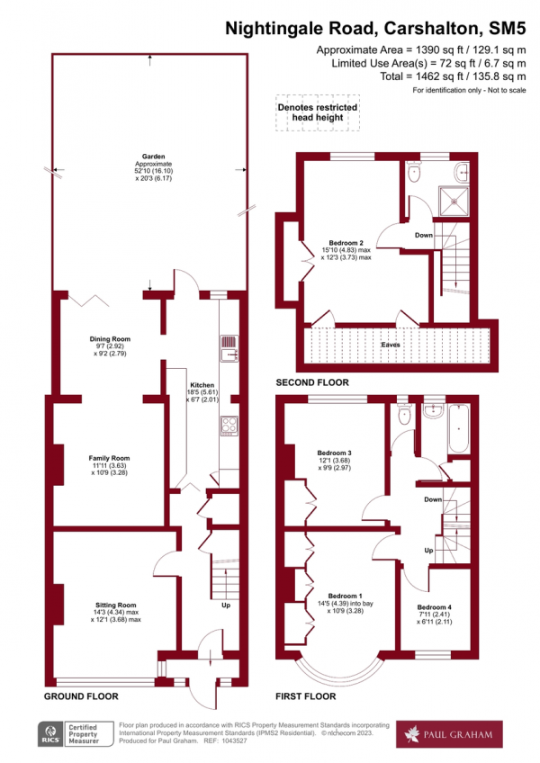 Floor Plan Image for 4 Bedroom Terraced House for Sale in Nightingale Road, Carshalton