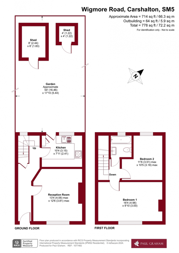 Floor Plan Image for 2 Bedroom Terraced House for Sale in Wigmore Road, Carshalton