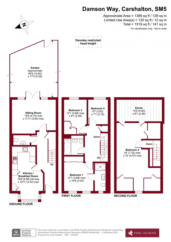 Floor Plan Image for 4 Bedroom Semi-Detached House for Sale in Damson Way, Carshalton