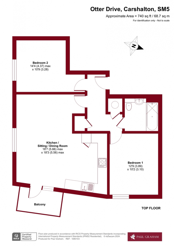 Floor Plan Image for 2 Bedroom Apartment for Sale in Otter Drive, Carshalton