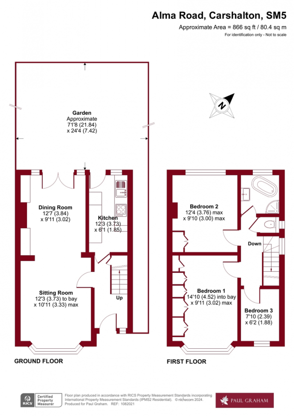 Floor Plan Image for 3 Bedroom Semi-Detached House for Sale in Alma Road, Carshalton