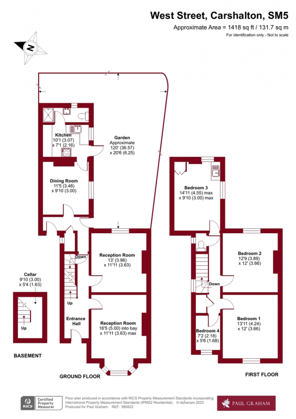 Floor Plan Image for 4 Bedroom Terraced House for Sale in West Street, Carshalton