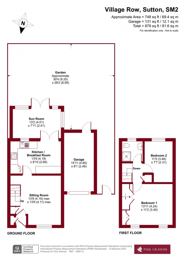 Floor Plan Image for 2 Bedroom End of Terrace House for Sale in Village Row, Sutton