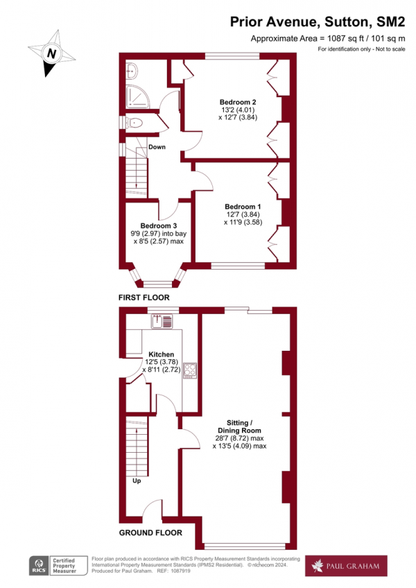 Floor Plan Image for 3 Bedroom Semi-Detached House for Sale in Prior Avenue, Sutton