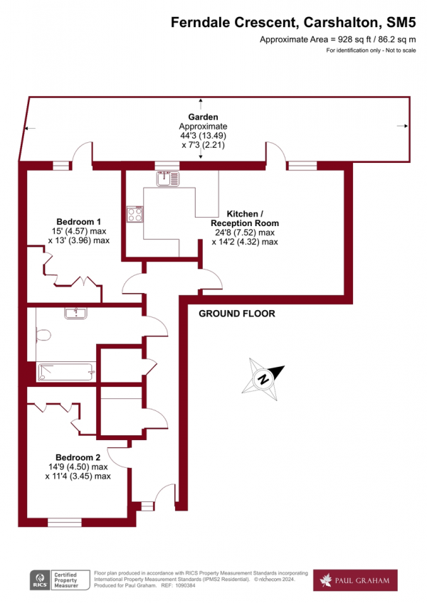 Floor Plan Image for 2 Bedroom Ground Flat for Sale in Ferndale Crescent, Carshalton