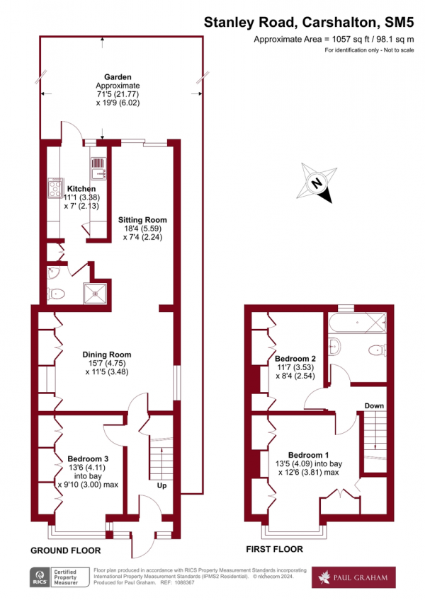 Floor Plan Image for 3 Bedroom Semi-Detached House for Sale in Stanley Road, Carshalton