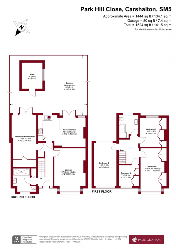 Floor Plan Image for 4 Bedroom Semi-Detached House for Sale in Park Hill Close, Carshalton