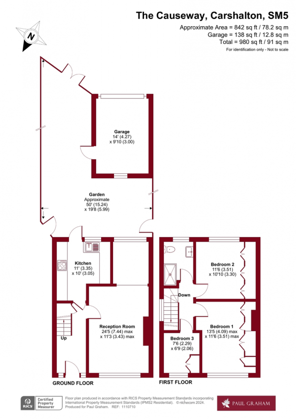 Floor Plan Image for 3 Bedroom End of Terrace House for Sale in The Causeway, Carshalton