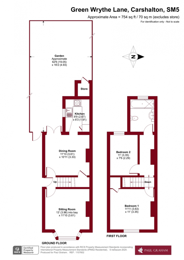 Floor Plan Image for 2 Bedroom Semi-Detached House for Sale in Green Wrythe Lane, Carshalton